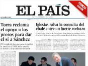Portada de El País el 28 de maig