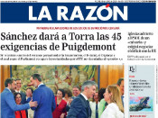 Portada de La Razón el 8 de juny