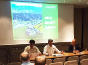 El vicepresident primer, Dionís Guiteras, amb el el president de l’Associació d’Iniciatives Rurals de Catalunya (ARCA), Carles Luz, i el director general del Centre Tecnològic i Forestal de Catalunya, Antoni Trasobares en la presentació de BCN Smart Rural