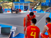 Imatge del bàsquet 3x3 que enfrontava Espanya amb Eslovènia