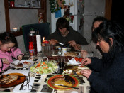família, sopar, sopant, menjar