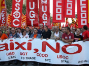 capçalera, manifestació, sindicats, vaga general