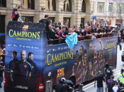 rua, barça, campions, autobús